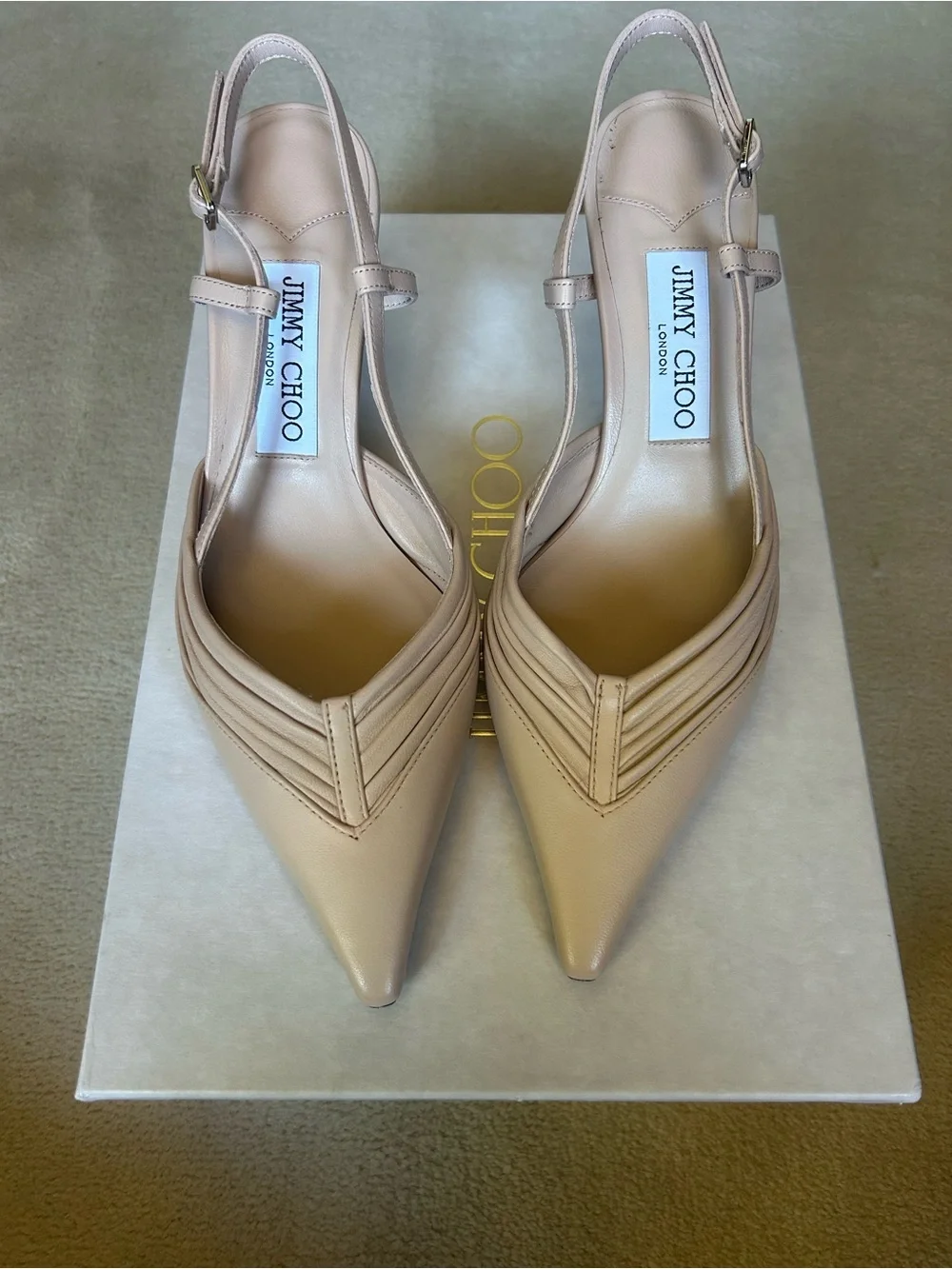 Jimmy Choo Blush Leather Pointed Slingback Pumps